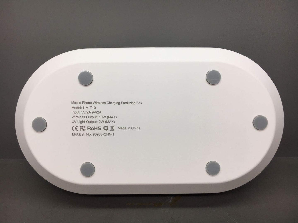 UV Light Sanitizer Box with Wireless Charging, 8 UV-C LED Lights for Phones, Toothbrushes, Nail Tools, Jewelry, and More (White)