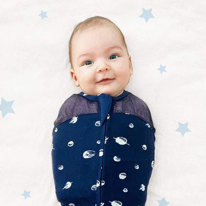 Sleepea 5-Second Swaddle - 100% Organic Cotton Baby Swaddle Blanket - Doctor Designed Promotes Healthy Hip Development - 3-Pack Newborn Bundle (Midnight Planets, 2 X Small, 1 X Medium)