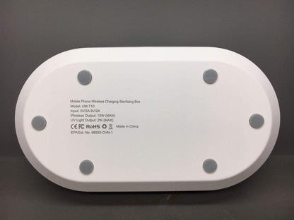 UV Light Sanitizer Box with Wireless Charging, 8 UV-C LED Lights for Phones, Toothbrushes, Nail Tools, Jewelry, and More (White)