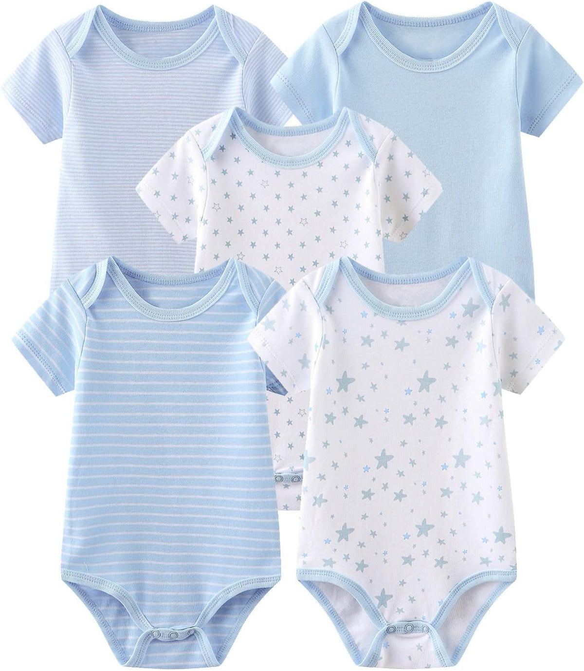 Unisex Baby Short Sleeve Bodysuits Newborn Clothes Cotton Preemie Layette Set