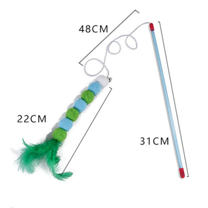 Pet Feather Toys Kitten Cat Toy Interactive Toy Soft Feather and Bell Beading Cat Toy