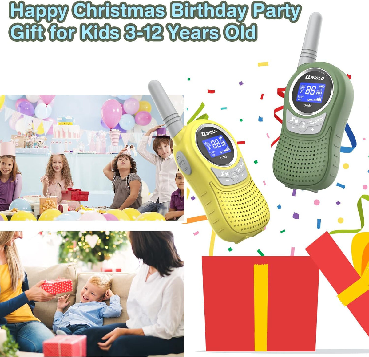 Kids Walkie Talkies 2 Pack, 22 Channel 2KM Rechargeable Walkie Talkies for Kids, Outdoor Camping Hiking Christmas Toys for Kids, Ideal Walkie Talkies for Kids Gifts for Boy Girl 3-12 Years Old