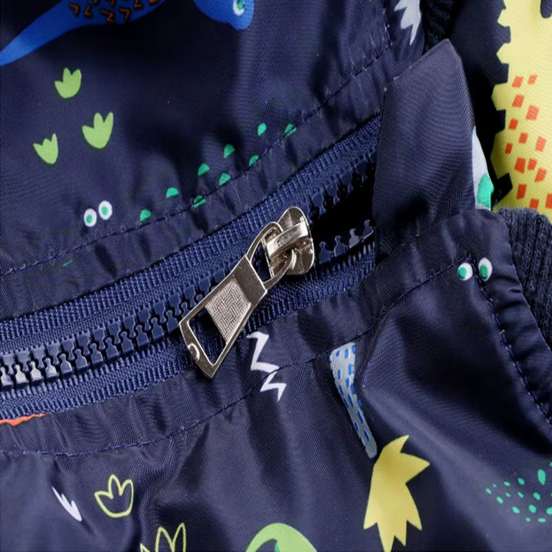 80-130Cm O-Neck Kids Boys Jacket Navy Green 2020 Spring Dinosaur Printing Children Clothes Girls Coat Outerwear