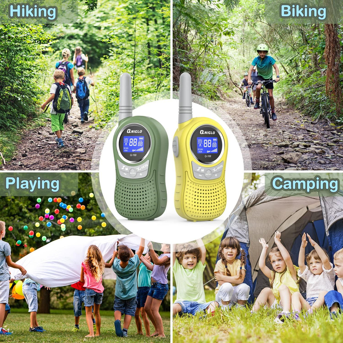 Kids Walkie Talkies 2 Pack, 22 Channel 2KM Rechargeable Walkie Talkies for Kids, Outdoor Camping Hiking Christmas Toys for Kids, Ideal Walkie Talkies for Kids Gifts for Boy Girl 3-12 Years Old